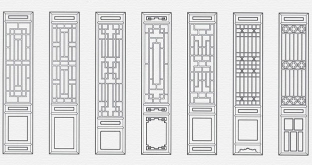 藤县常用中式仿古花窗图案隔断设计图